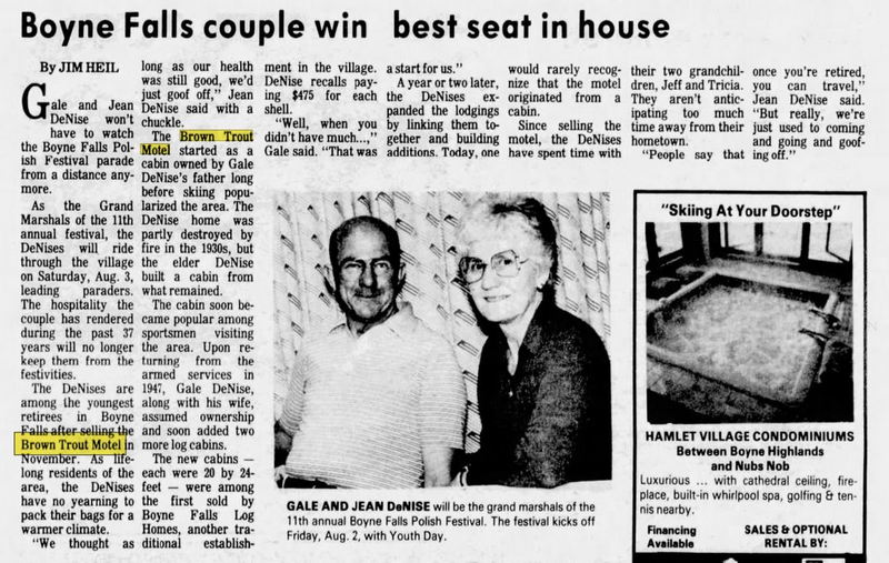 Brown Trout Motel - Aug 1985 Article On Owners (newer photo)